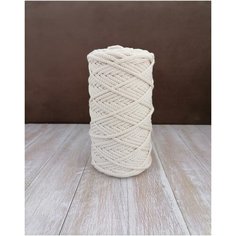 Шнур хлопковый эльнить - 2 мм, 200 м, 80% хлопок, 20% полиэфир , без сердечника /шнур для вязания, рукоделия, макраме/"сливки"