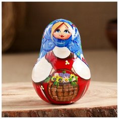 Неваляшка "Корзинка с цветами" 11см Нет бренда