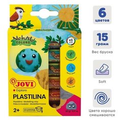 Пластилин на растительной основе, 6 цветов, 90 г, лесная палитра, картон, европодвес, для малышей Jovi