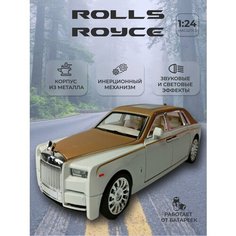 Коллекционная машинка игрушка металлическая Ролс Ройс кабриолет для мальчиков масштабная модель 1:24 белый Alexplay
