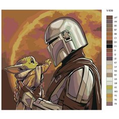 Картина по номерам V-839 "Звездные войны. Йода и солдат-клон", 40x40 см Brushes Paints