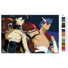 Картина по номерам V-419 "Аниме: Гуррен-Лаганн (Gurren-Lagann). Камина и Симон( Kamina, Simon)", 50x70 см Brushes Paints