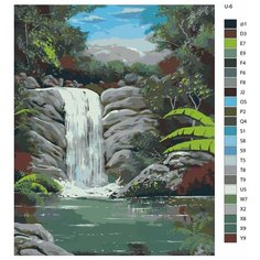 Картина по номерам U-6 "Водопад впадающий в лазурное озеро", 60x80 см Brushes Paints