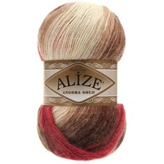 Пряжа Alize Angora gold batik (Ангора Голд Батик) 4574 кремовый-песочный-коричневый-красный 20% шерсть, 80% акрил 100г 550м 1 шт