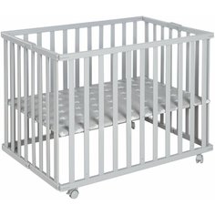 Манеж детский деревянный Roba складной 74х100 без бортика Foldable playpen, серый