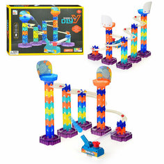 Конструктор пластиковый детский / трек с катапультой Oubaoloon YDX202 "КосмоШар" 58 деталей, прозрачный блок, в коробке