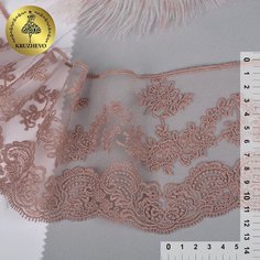 Кружево на жесткой сетке матовая нить арт. TBY. BL.40466 шир.130мм цв.6615 розовая пудра уп.13,71м Kruzhevo