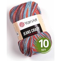 Пряжа YarnArt Jeans Crazy (Джинс Крейзи) - 10 мотков 8214 Красно-голубой принт 55% хлопок, 45% полиакрил, 50 г 160 м