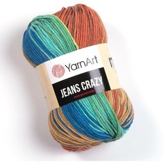 Пряжа YarnArt Jeans Crazy (Джинс Крейзи) - 10 мотков 8209 Оранжевый / голубой / мятный / беж, 55% хлопок, 45% полиакрил, 50 г 160 м