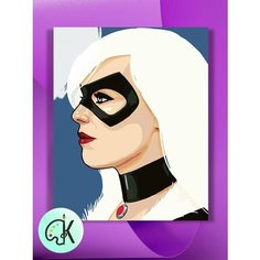 Картина по номерам на холсте В Профиль - Черная Кошка, 40 х 60 см КУЛЬТУРА ЦВЕТА