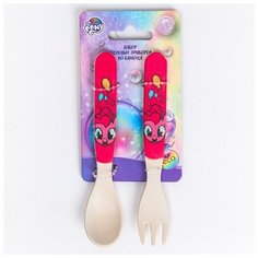 Набор детских столовых приборов из бамбука: вилка и ложка "Пинки пай" My Little Pony Hasbro