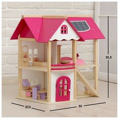 Кукольный домик "Розовое волшебство", с мебелью Нет бренда