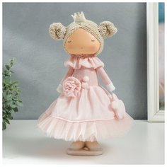 Кукла интерьерная "Маленькая принцесса в розовом, с цветком" 35х15,5х17 см NO Name