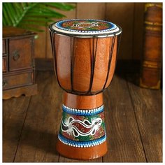 Музыкальный инструмент "Барабан Джембе ящерица" 14x14x30 см микс