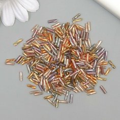 Бисер стекло 2х6 мм "Спиральные трубочки. Золотисто-розовый меланж" 10 гр ≈300 шт NO Name