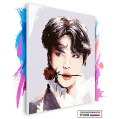 Картина по номерам на холсте BTS Jin с розой Арт, 90 х 100 см Красиво Красим