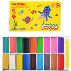 Пластилин 18 цв. 270 г, со стеком Каляка Маляка