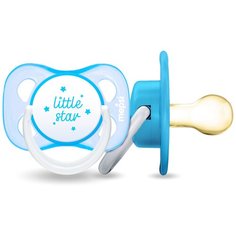Соска-пустышка Mepsi латексная классическая, 0+ mini, "Little star", голубая