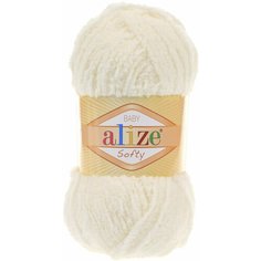 Пряжа "Softy" 100% микрополиэстер 115м/50гр (62 молочный) Alize