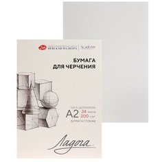 Бумага для черчения в папке А2, 24 листа ЗХК "Ладога", 200 г/м2, 252781941 Невская палитра