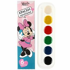 Акварельная краска Disney - Минни, медовая, 6 цветов, без кисти, 1 шт