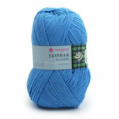 Пряжа Пехорка Удачная, 100г, 250м (50% шерсть, 50% акрил) (05-Голубой), 5 мотков