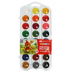 Акварель медовая , 24 цвета, в пластиковой коробке, без кисти Нет бренда