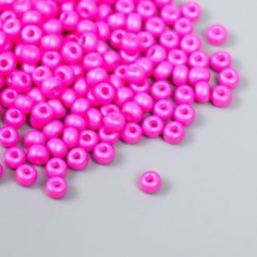 Бисер стекло , размер №6, Неоново-розовый 15 грамм , для рукоделия, плетения, вышивания Нет бренда