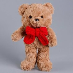 Мягкая игрушка «Медвежонок» с вязаным бантиком, 30 см, цвет коричневый NO Name