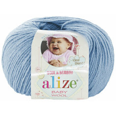 Пряжа Alize Baby Wool светло-голубой (350), 40%шерсть/20%бамбук/40%акрил, 175м, 50г, 2шт