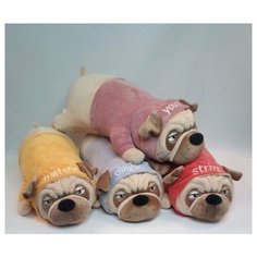 Мягкая игрушка подушка собака / Мопс батон игрушечный в коралловой кофте /70 см Нет бренда