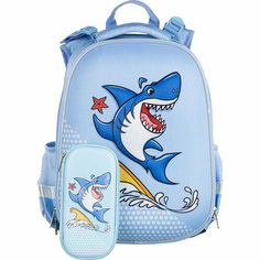 Ранец №1School 3D Funny shark, 2 отд, эргоном. спинка