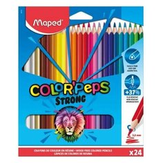 Карандаши цветные MAPED "COLOR PEPS Strong" набор 24 цвета грифель 3 2 мм пластиковый корпус, 3 шт