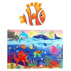 Игровой и обучающий набор, Кто живёт в море, пазл + картонная книга Нет бренда
