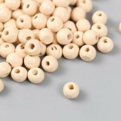 Бусины для творчества дерево Бледно-оранжевый d-0,8 см, набор 20 гр Китай