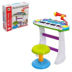 Напольный синтезатор Лучший музыкант , со стульчиком и микрофоном Нет бренда
