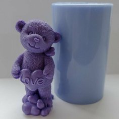 Силиконовая форма для мыла Мишка с сердцем 3D, для свечей, гипса 1шт 9.5 х 4 х 3.5 см Нет бренда