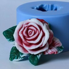 Силиконовая форма для мыла Роза с листочками 3D, для свечей гипса 1шт 6 * 5,5 * 3,5см Нет бренда