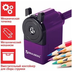 Точилка механическая BRAUBERG "JET", металлический механизм, корпус фиолетовый, 229569 Комплект : 1 шт .