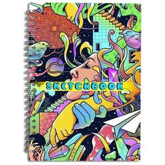 Скетчбук А5 50 листов Блокнот для рисования Хиппи арт (психоделика, девушка, маска, mask) - 161 В Top Creative Art