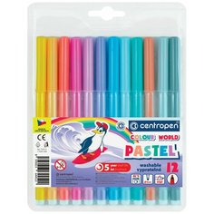 Фломастеры пастельные 12 цветов CENTROPEN "Colour World Pastel", смываемые, 7550/12TP, 7 7550 1287