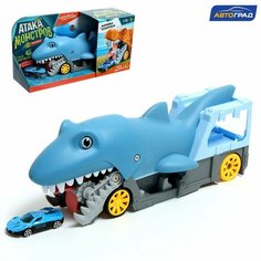 Парковка-автотрек «Атака монстров. Акула», свет, 1 машинка, пусковая установка Автоград
