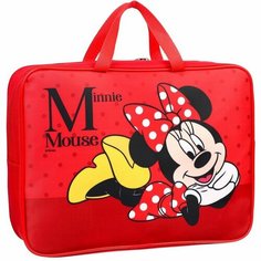 Disney Папка с ручками А4, 35х27х10 см, на молнии, текстиль, Минни Маус