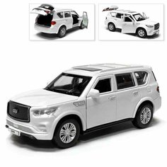 Машинка коллекционная Infinity QX80, инерционная, металлическая, белый, Технопарк, 12 см