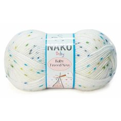 Пряжа NAKO BABY TWEED (NAKO), бел-син - 31508, 100% премиум акрил, 5 мотков, 100 г, 230 м.
