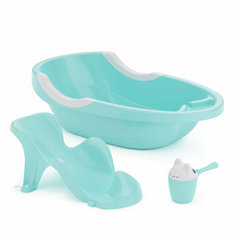 Набор детский для купания (ванна, горка, ковш) голубой Нет бренда