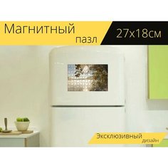 Магнитный пазл "Река, снег, восход солнца" на холодильник 27 x 18 см. Lots Prints