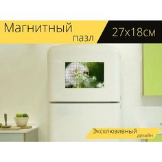Магнитный пазл "Пчела, расцветает, луг" на холодильник 27 x 18 см. Lots Prints