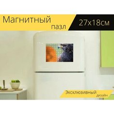 Магнитный пазл "Сокол, хищник, соколиная охота" на холодильник 27 x 18 см. Lots Prints