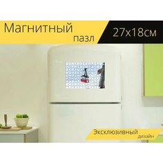 Магнитный пазл "Подъемник, эльбрус, зима" на холодильник 27 x 18 см. Lots Prints